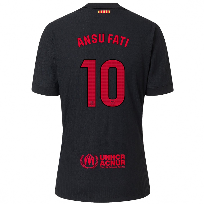 Niño Fútbol Camiseta Ansu Fati #10 Negro Rojo 2ª Equipación 2024/25 México