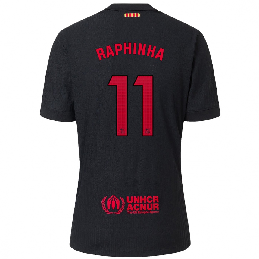 Niño Fútbol Camiseta Raphinha #11 Negro Rojo 2ª Equipación 2024/25 México