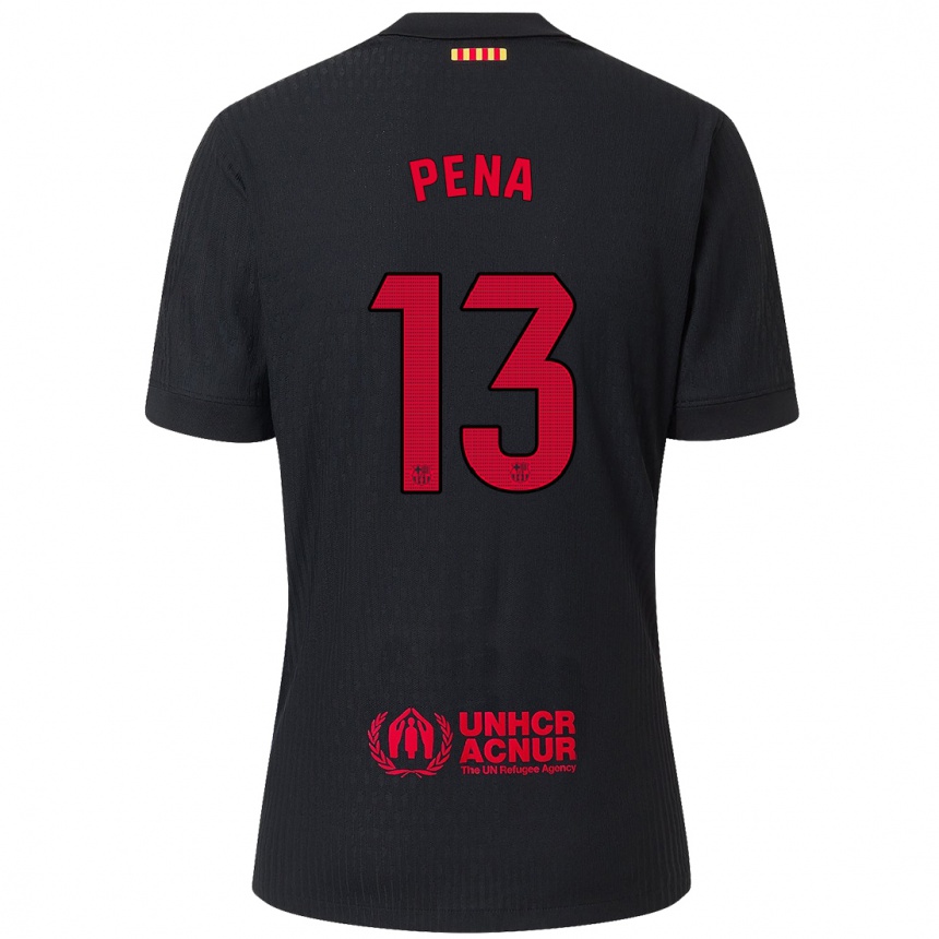 Niño Fútbol Camiseta Inaki Pena #13 Negro Rojo 2ª Equipación 2024/25 México