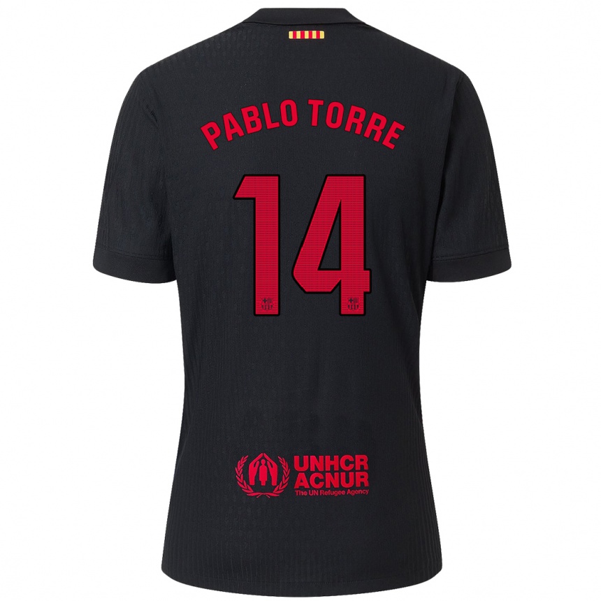 Niño Fútbol Camiseta Pablo Torre #14 Negro Rojo 2ª Equipación 2024/25 México