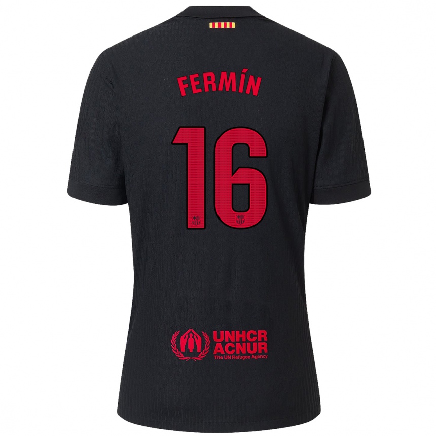 Niño Fútbol Camiseta Fermin Lopez #16 Negro Rojo 2ª Equipación 2024/25 México