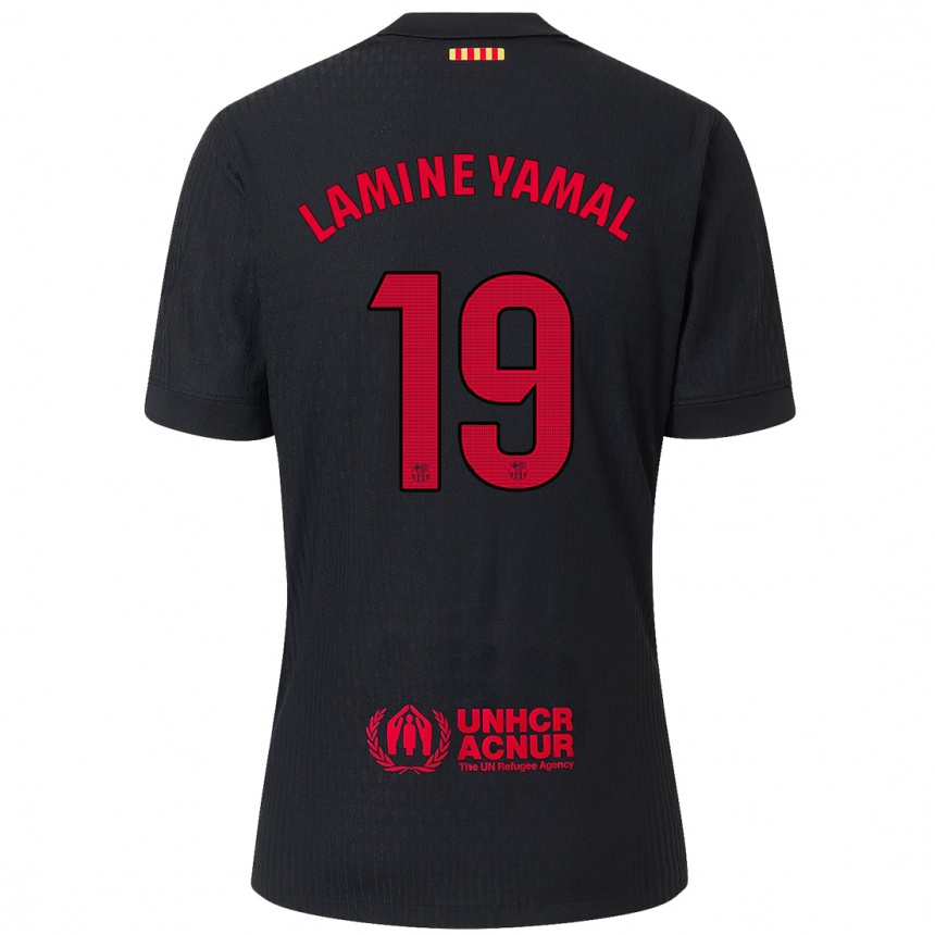 Niño Fútbol Camiseta Lamine Yamal #19 Negro Rojo 2ª Equipación 2024/25 México