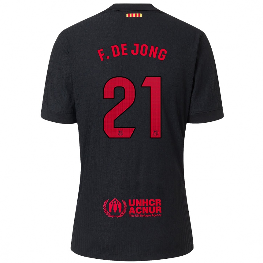 Niño Fútbol Camiseta Frenkie De Jong #21 Negro Rojo 2ª Equipación 2024/25 México