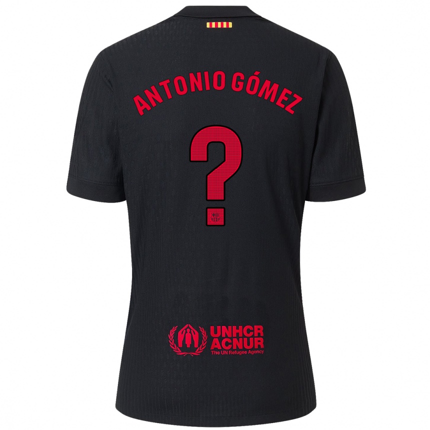 Niño Fútbol Camiseta Antonio Gómez #0 Negro Rojo 2ª Equipación 2024/25 México