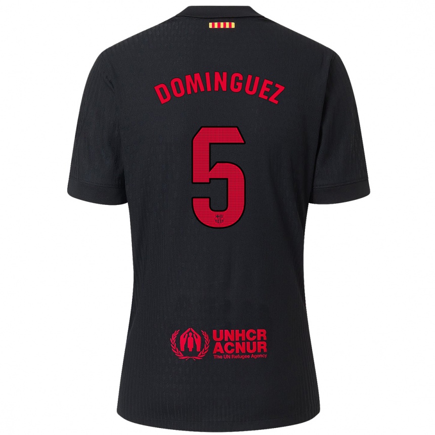 Niño Fútbol Camiseta Sergi Dominguez #5 Negro Rojo 2ª Equipación 2024/25 México