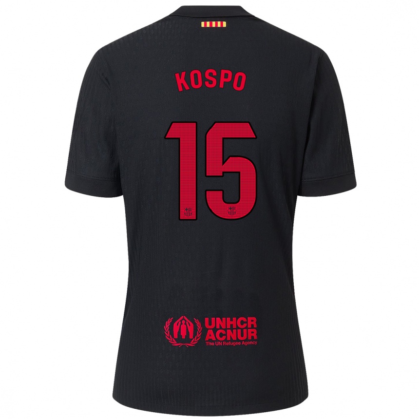 Niño Fútbol Camiseta Eman Kospo #15 Negro Rojo 2ª Equipación 2024/25 México