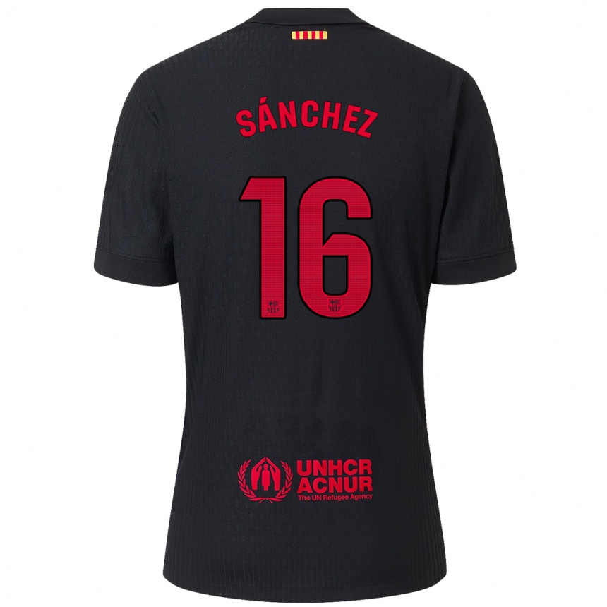 Niño Fútbol Camiseta Edu Sánchez #16 Negro Rojo 2ª Equipación 2024/25 México