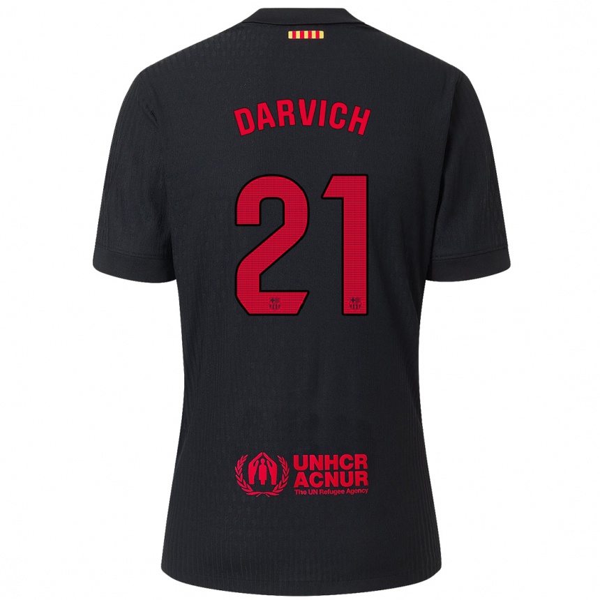 Niño Fútbol Camiseta Noah Darvich #21 Negro Rojo 2ª Equipación 2024/25 México