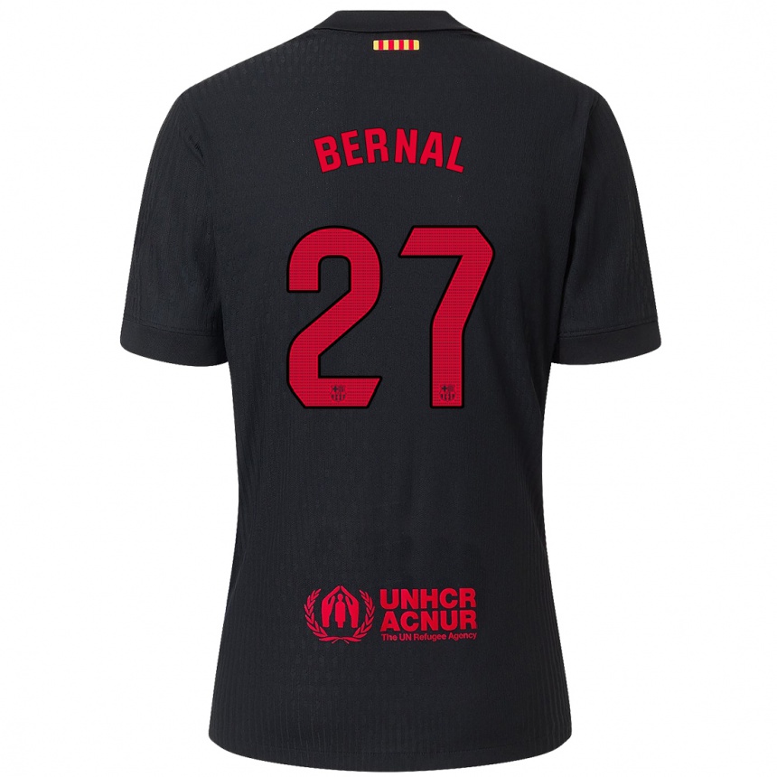 Niño Fútbol Camiseta Marc Bernal #27 Negro Rojo 2ª Equipación 2024/25 México