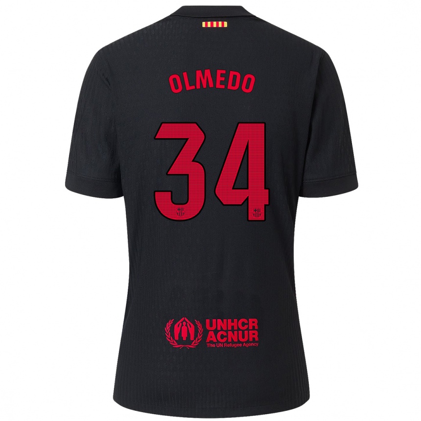 Niño Fútbol Camiseta Alexis Olmedo #34 Negro Rojo 2ª Equipación 2024/25 México