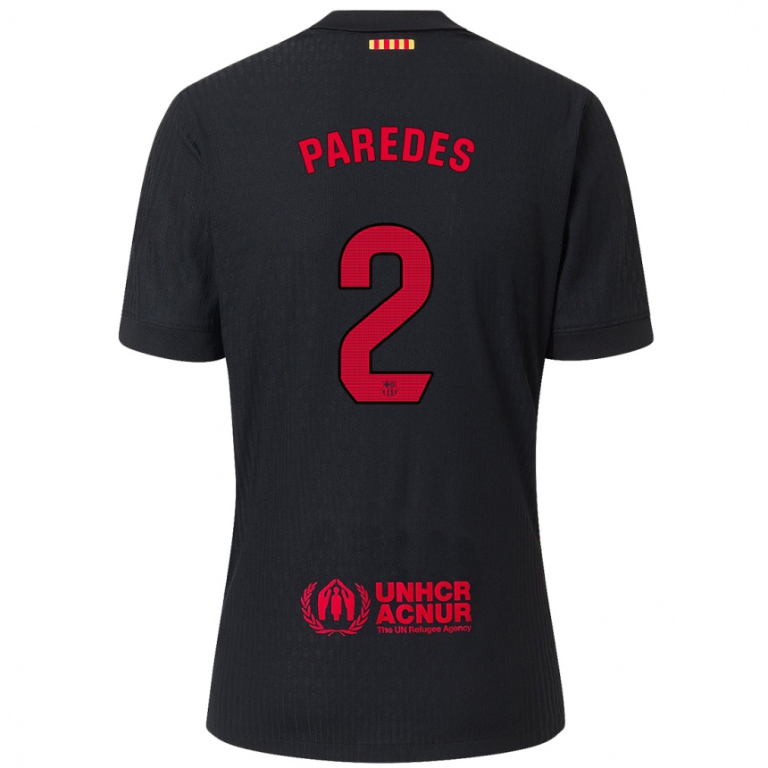 Niño Fútbol Camiseta Irene Paredes #2 Negro Rojo 2ª Equipación 2024/25 México