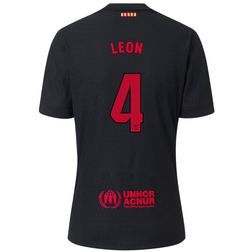 Niño Fútbol Camiseta Maria Pilar Leon #4 Negro Rojo 2ª Equipación 2024/25 México