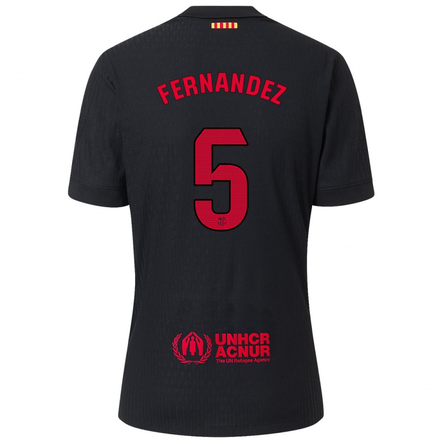 Niño Fútbol Camiseta Jana Fernández #5 Negro Rojo 2ª Equipación 2024/25 México