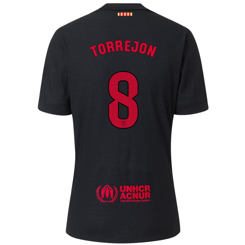 Niño Fútbol Camiseta Marta Torrejón #8 Negro Rojo 2ª Equipación 2024/25 México