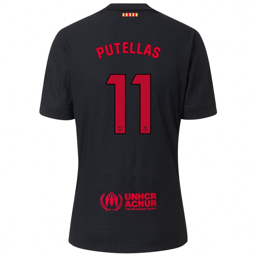 Niño Fútbol Camiseta Alexia Putellas #11 Negro Rojo 2ª Equipación 2024/25 México