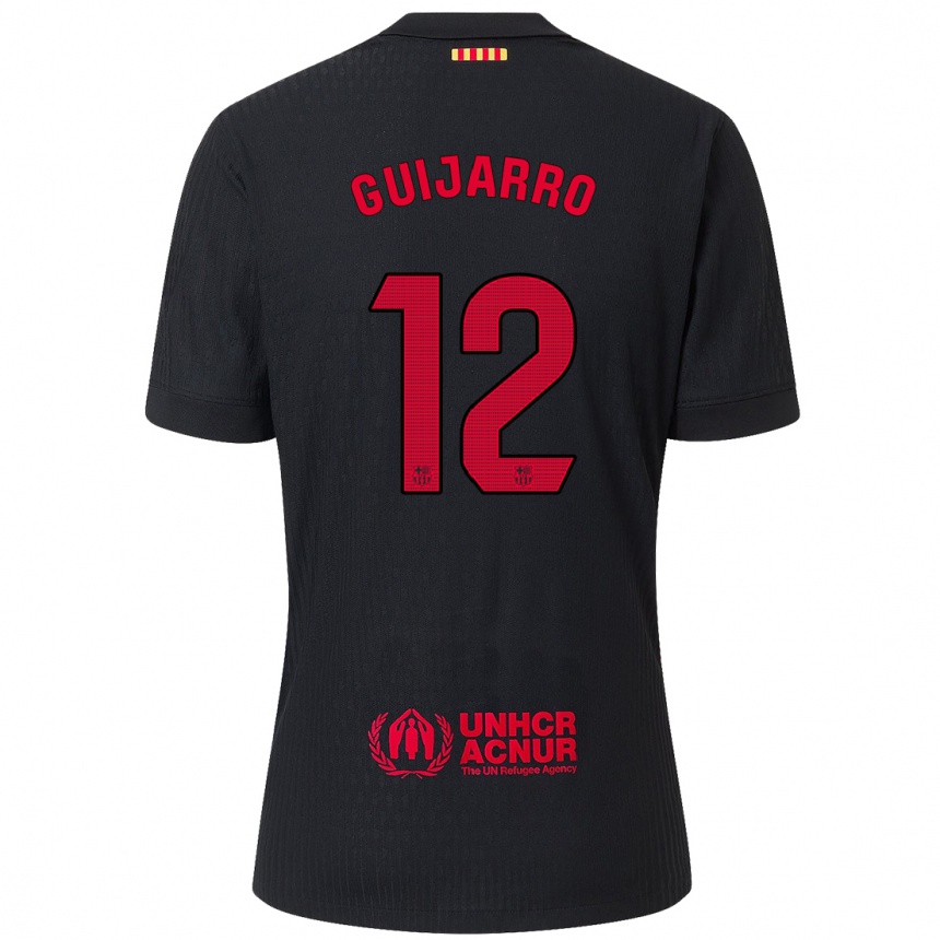 Niño Fútbol Camiseta Patricia Guijarro #12 Negro Rojo 2ª Equipación 2024/25 México