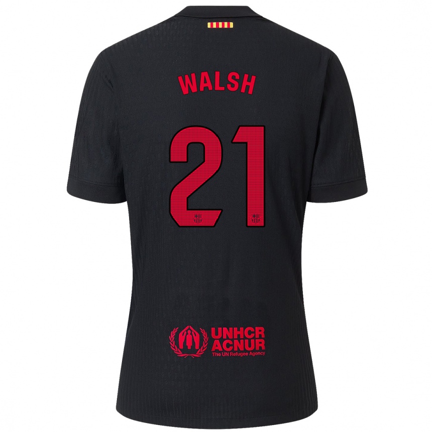 Niño Fútbol Camiseta Keira Walsh #21 Negro Rojo 2ª Equipación 2024/25 México