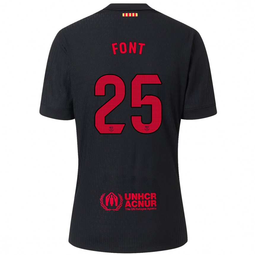 Niño Fútbol Camiseta Gemma Font #25 Negro Rojo 2ª Equipación 2024/25 México