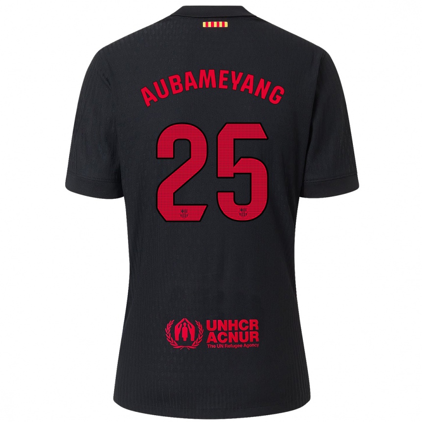 Niño Fútbol Camiseta Pierre Emerick Aubameyang #25 Negro Rojo 2ª Equipación 2024/25 México