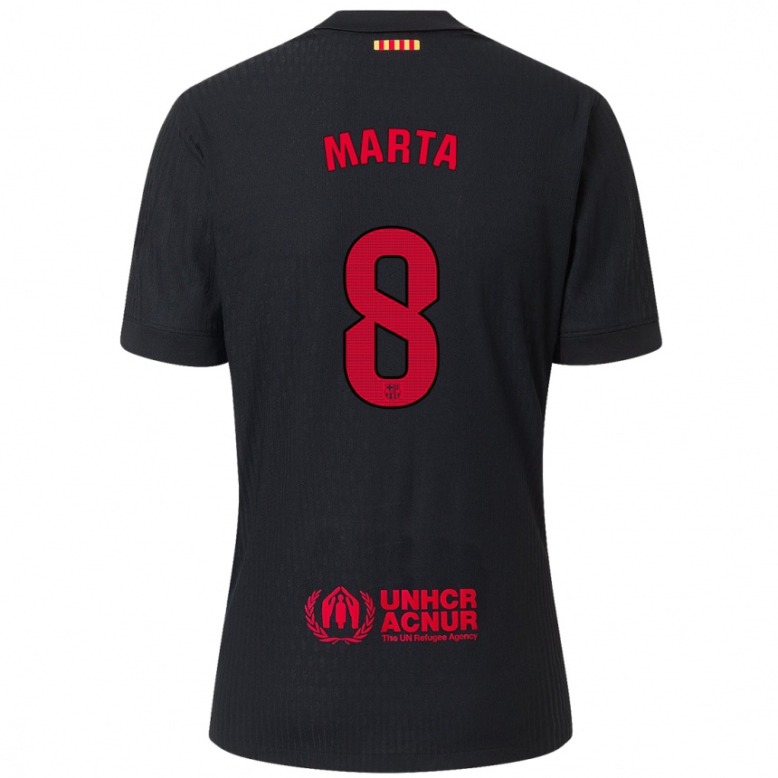 Niño Fútbol Camiseta Marta Torrejon #8 Negro Rojo 2ª Equipación 2024/25 México