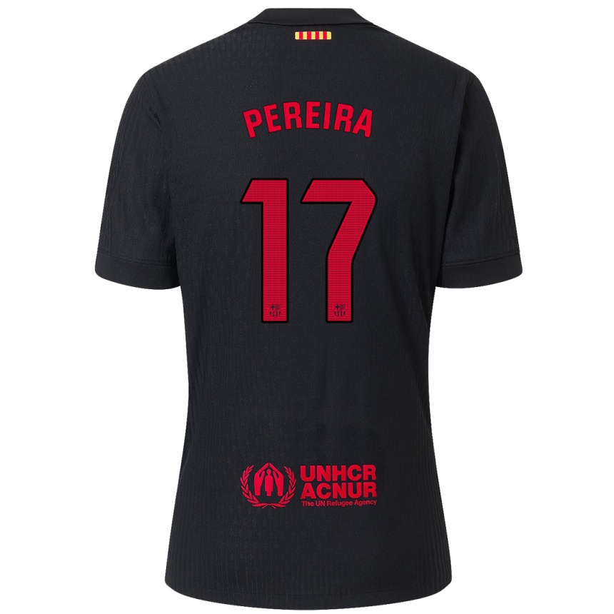 Niño Fútbol Camiseta Andrea Pereira #17 Negro Rojo 2ª Equipación 2024/25 México