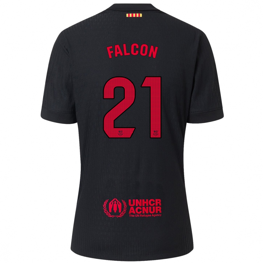 Niño Fútbol Camiseta Andrea Falcon #21 Negro Rojo 2ª Equipación 2024/25 México