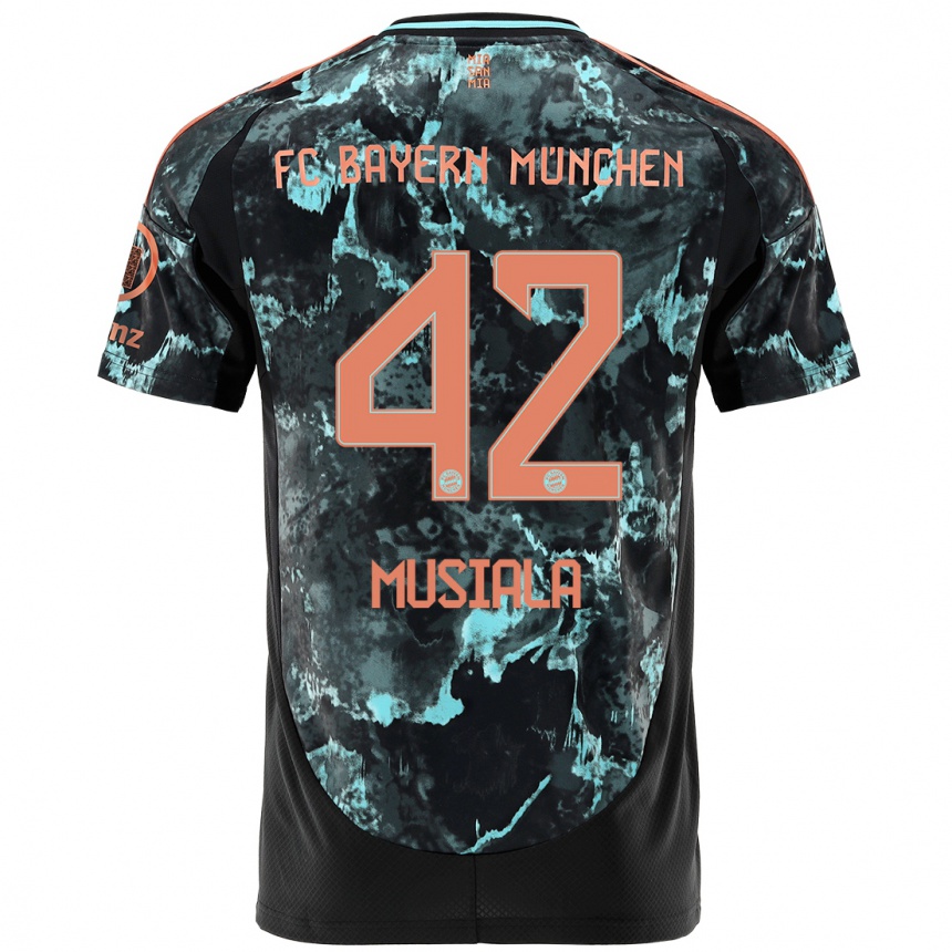 Niño Fútbol Camiseta Jamal Musiala #42 Negro 2ª Equipación 2024/25 México