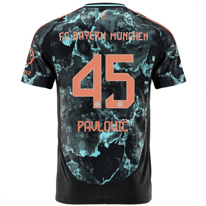 Niño Fútbol Camiseta Aleksandar Pavlovic #45 Negro 2ª Equipación 2024/25 México