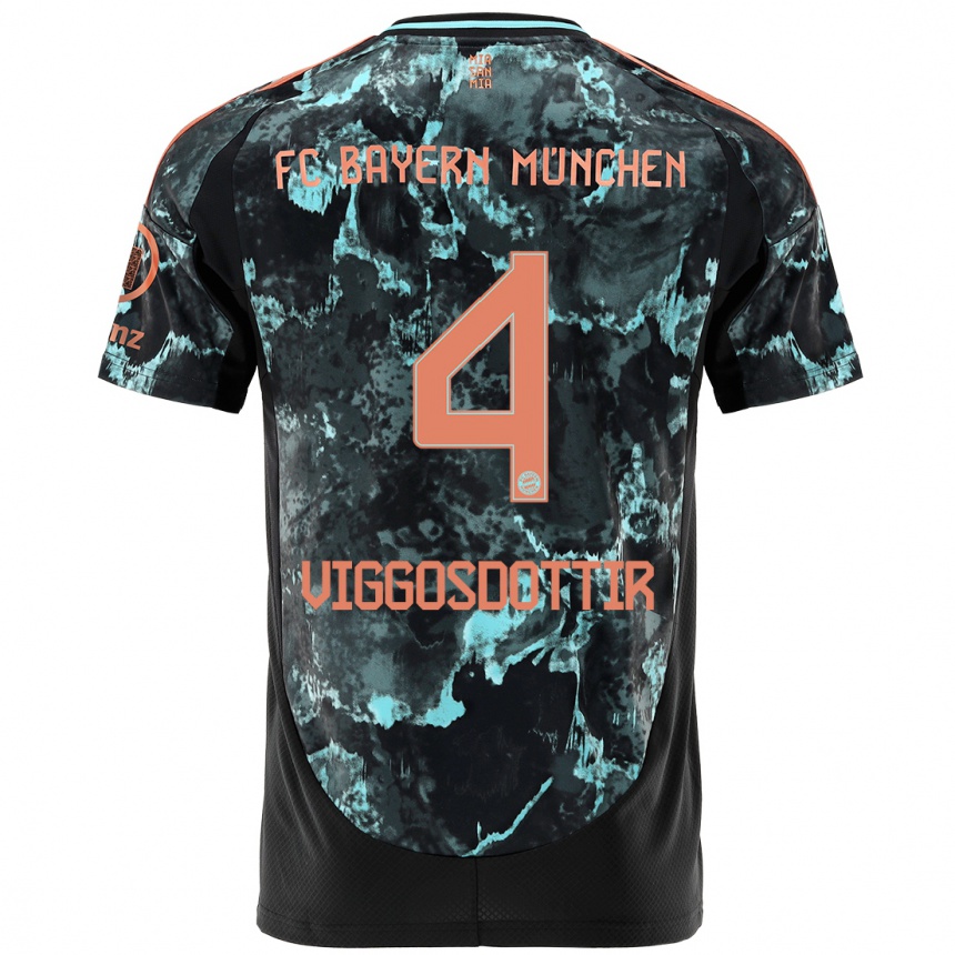 Niño Fútbol Camiseta Glódís Perla Viggósdóttir #4 Negro 2ª Equipación 2024/25 México