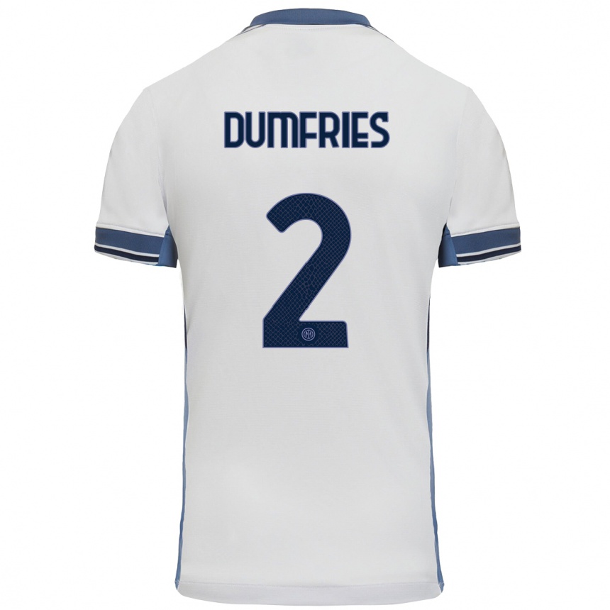 Niño Fútbol Camiseta Denzel Dumfries #2 Blanco Gris 2ª Equipación 2024/25 México