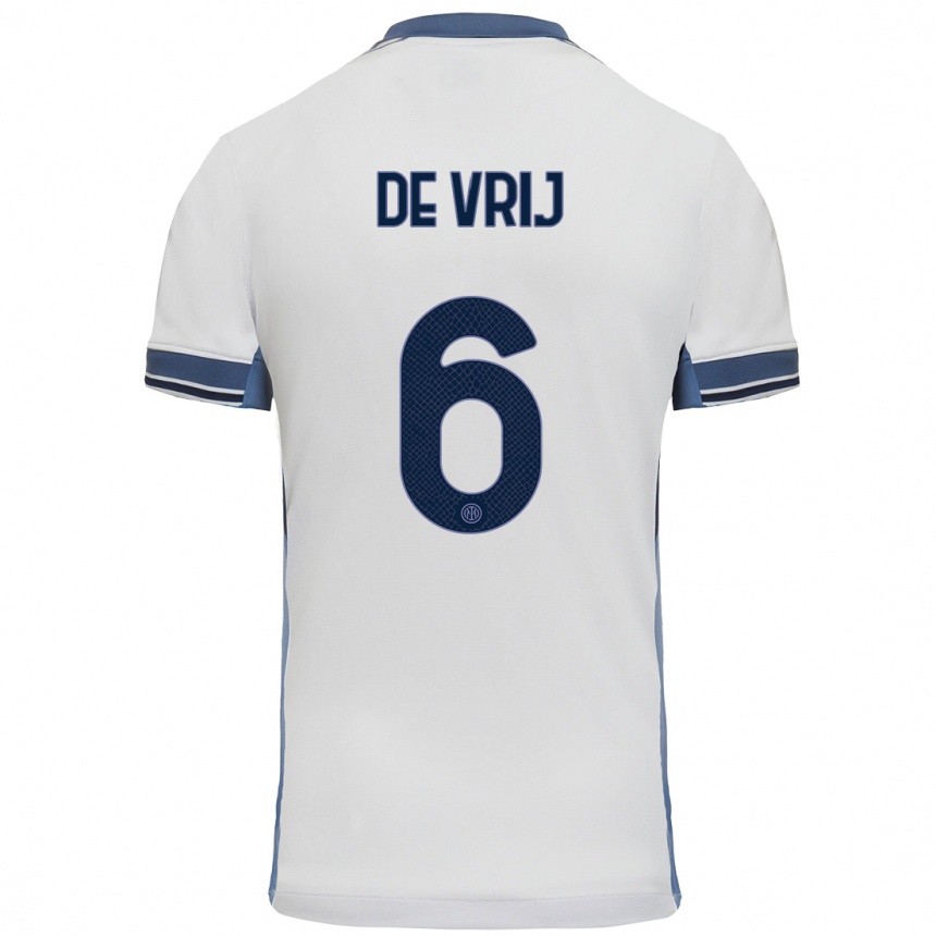 Niño Fútbol Camiseta Stefan De Vrij #6 Blanco Gris 2ª Equipación 2024/25 México