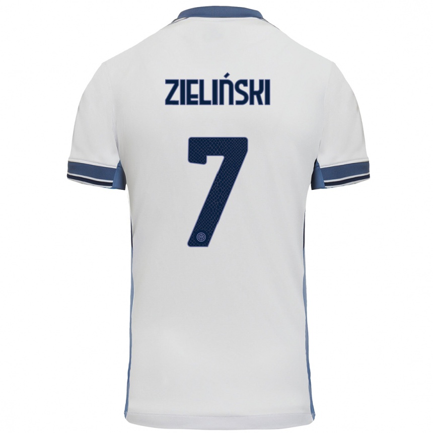 Niño Fútbol Camiseta Piotr Zielinski #7 Blanco Gris 2ª Equipación 2024/25 México