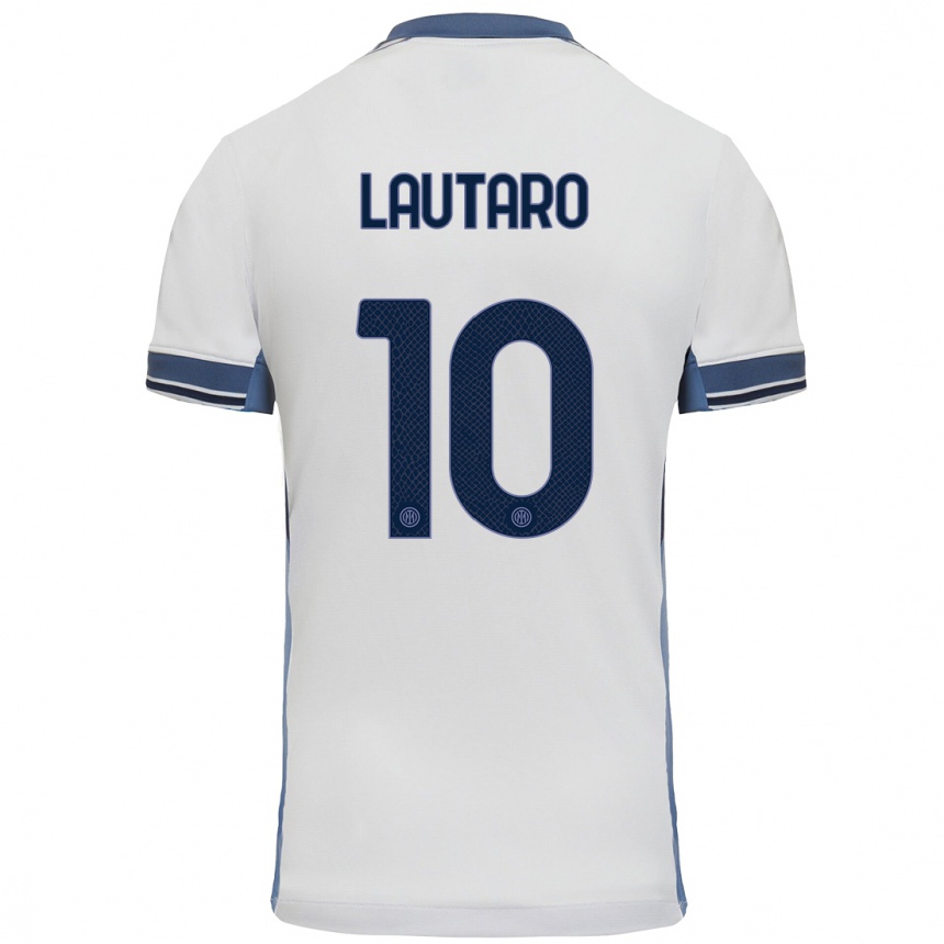 Niño Fútbol Camiseta Lautaro Martinez #10 Blanco Gris 2ª Equipación 2024/25 México