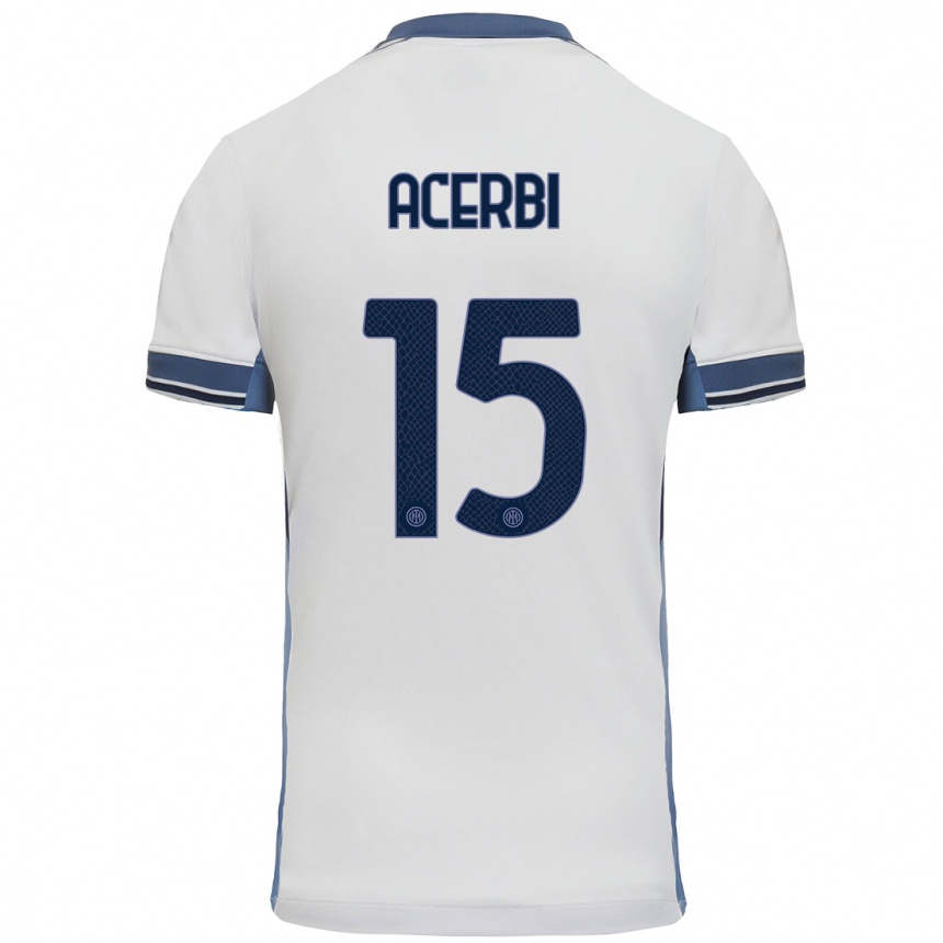 Niño Fútbol Camiseta Francesco Acerbi #15 Blanco Gris 2ª Equipación 2024/25 México