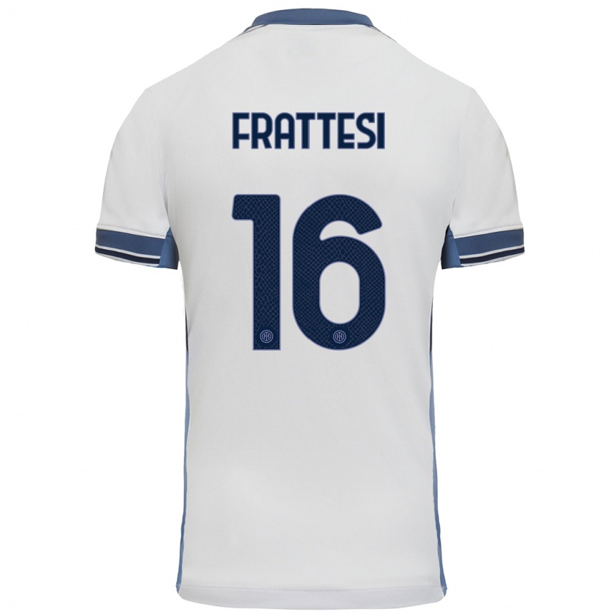 Niño Fútbol Camiseta Davide Frattesi #16 Blanco Gris 2ª Equipación 2024/25 México