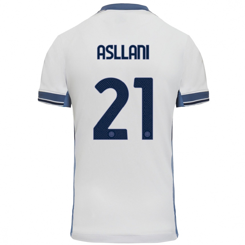 Niño Fútbol Camiseta Kristjan Asllani #21 Blanco Gris 2ª Equipación 2024/25 México