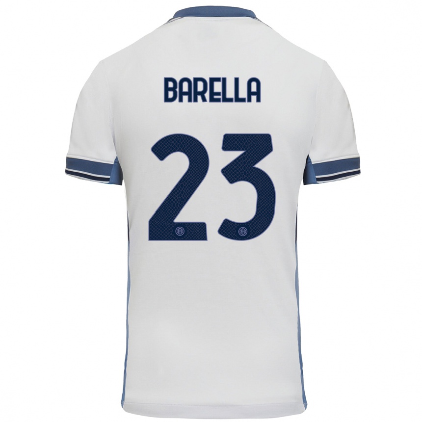 Niño Fútbol Camiseta Nicolo Barella #23 Blanco Gris 2ª Equipación 2024/25 México