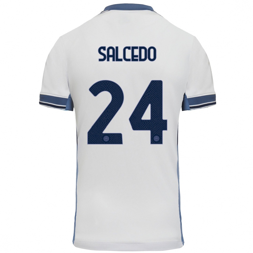 Niño Fútbol Camiseta Eddie Salcedo #24 Blanco Gris 2ª Equipación 2024/25 México