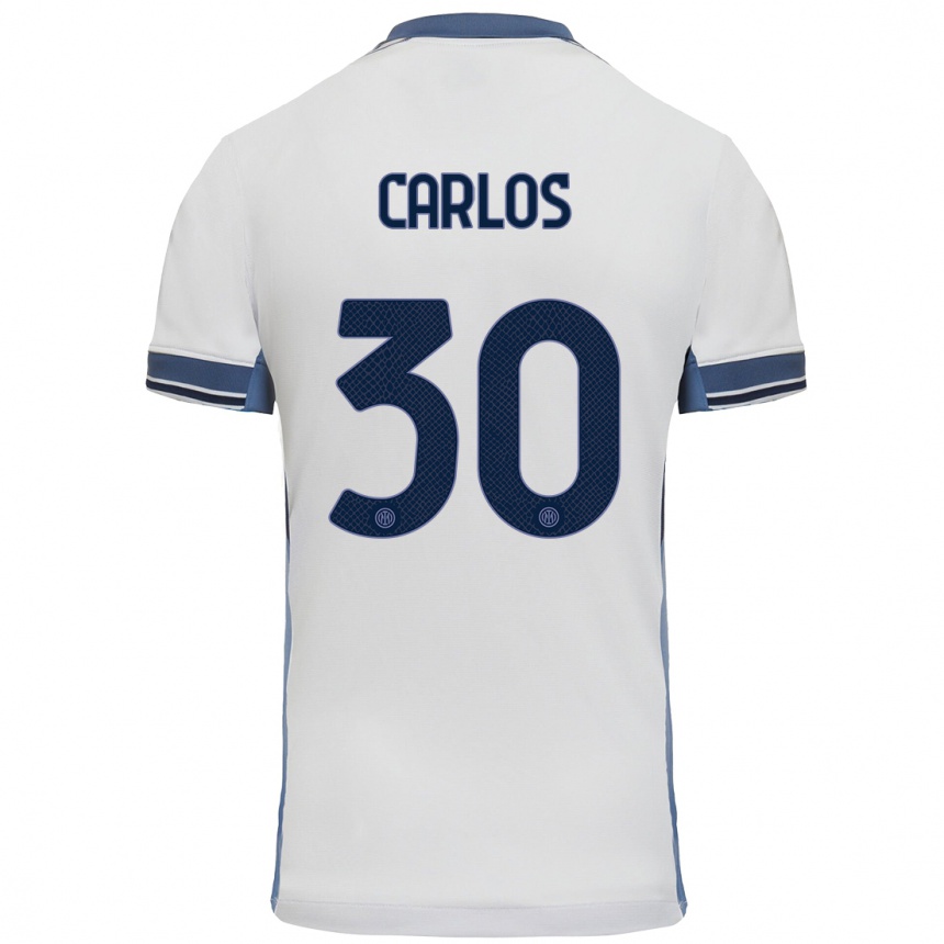 Niño Fútbol Camiseta Carlos Augusto #30 Blanco Gris 2ª Equipación 2024/25 México