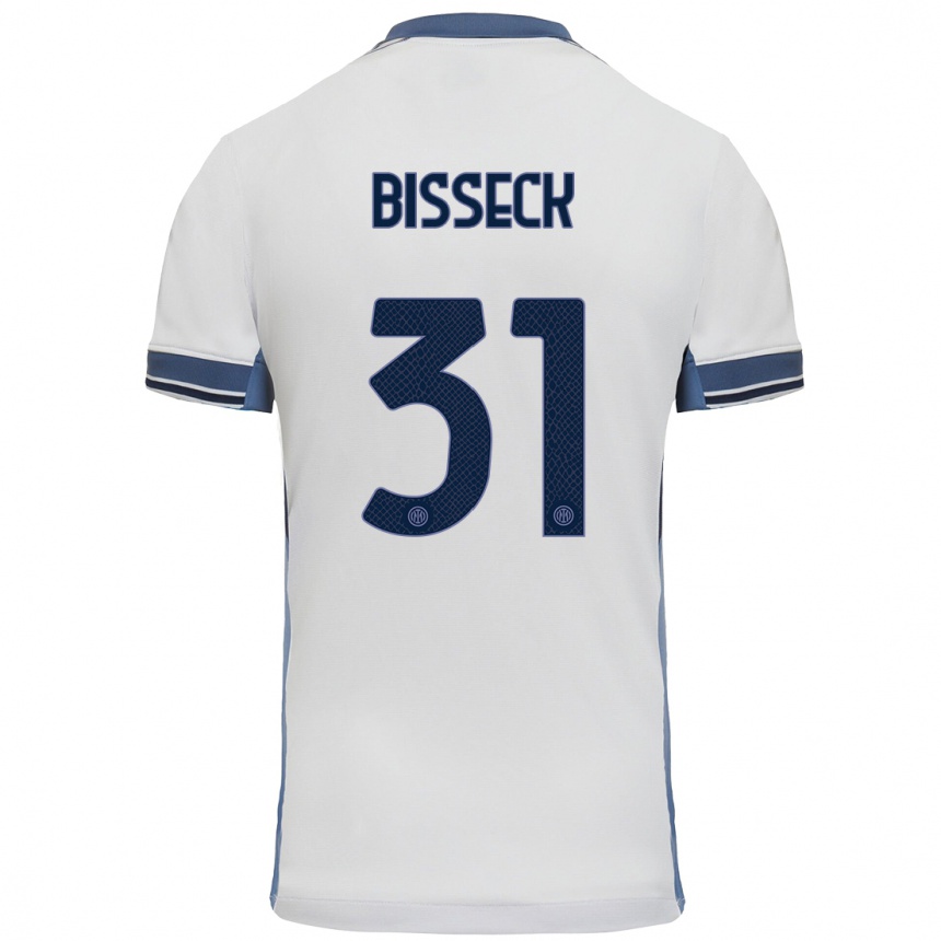 Niño Fútbol Camiseta Yann Bisseck #31 Blanco Gris 2ª Equipación 2024/25 México