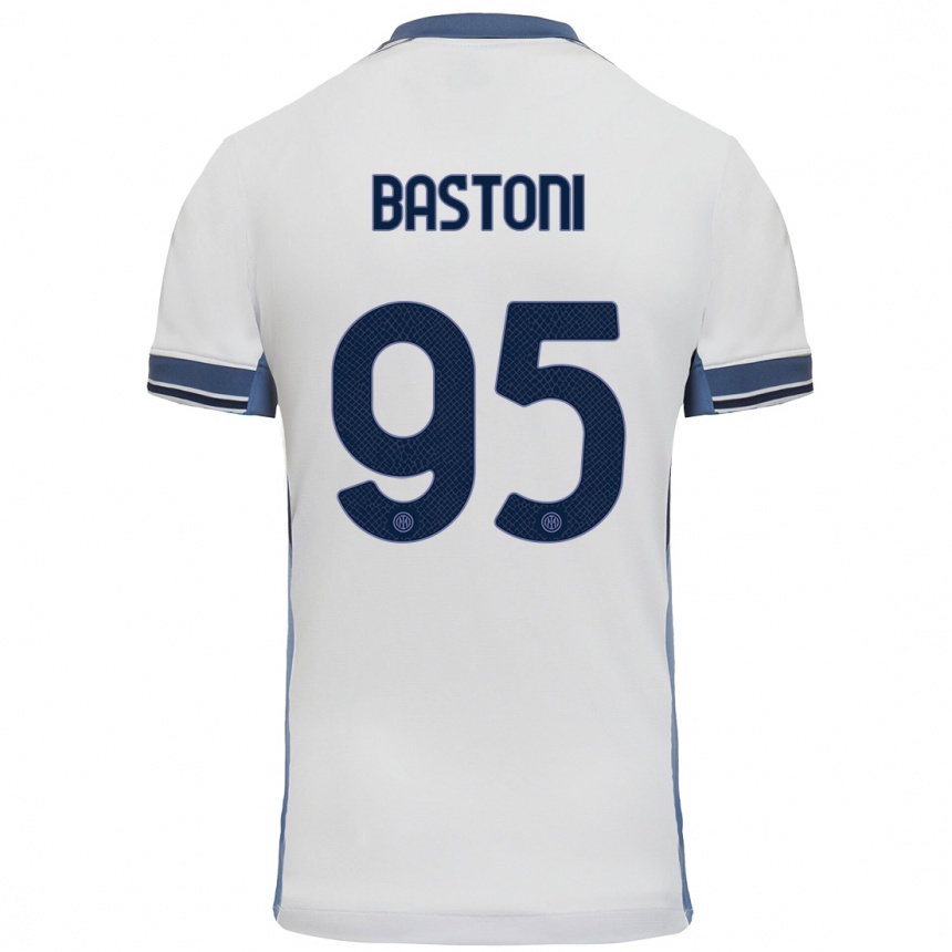 Niño Fútbol Camiseta Alessandro Bastoni #95 Blanco Gris 2ª Equipación 2024/25 México