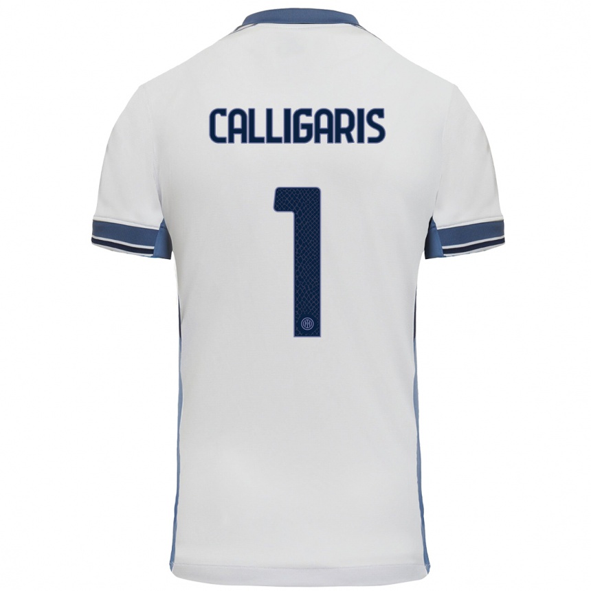 Niño Fútbol Camiseta Alessandro Calligaris #1 Blanco Gris 2ª Equipación 2024/25 México