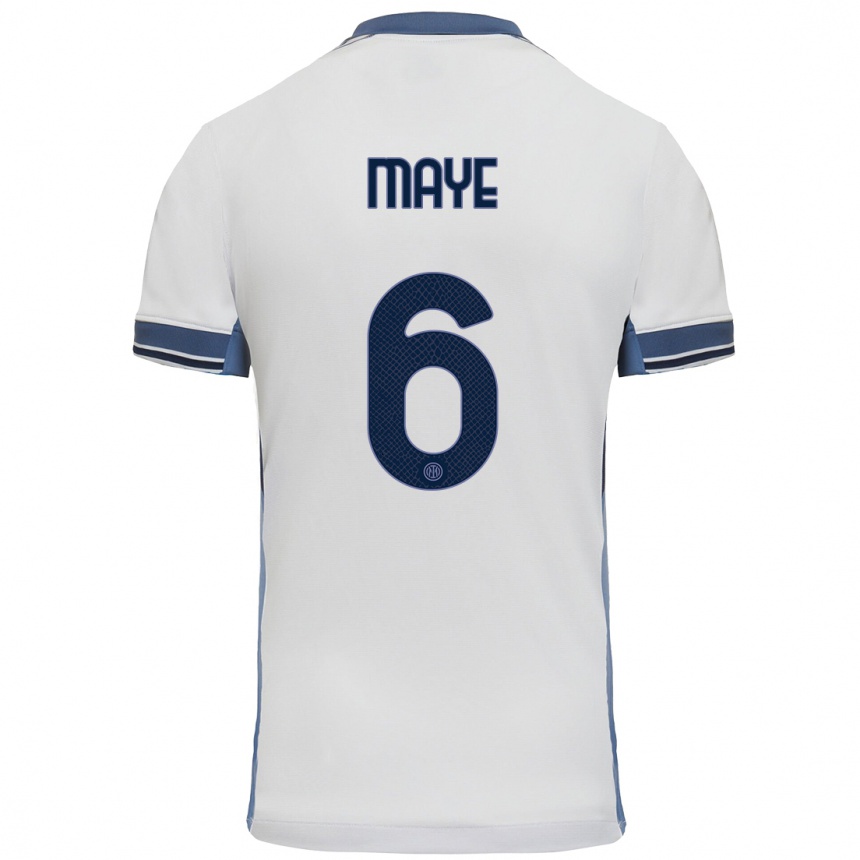 Niño Fútbol Camiseta Yvan Maye #6 Blanco Gris 2ª Equipación 2024/25 México