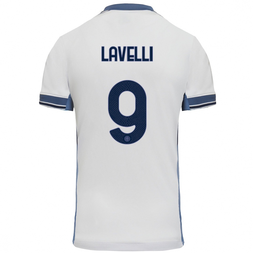 Niño Fútbol Camiseta Matteo Lavelli #9 Blanco Gris 2ª Equipación 2024/25 México