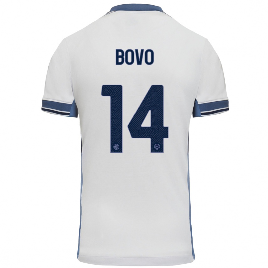 Niño Fútbol Camiseta Leonardo Bovo #14 Blanco Gris 2ª Equipación 2024/25 México