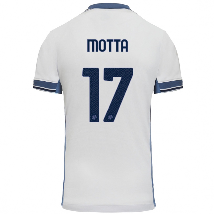 Niño Fútbol Camiseta Matteo Motta #17 Blanco Gris 2ª Equipación 2024/25 México