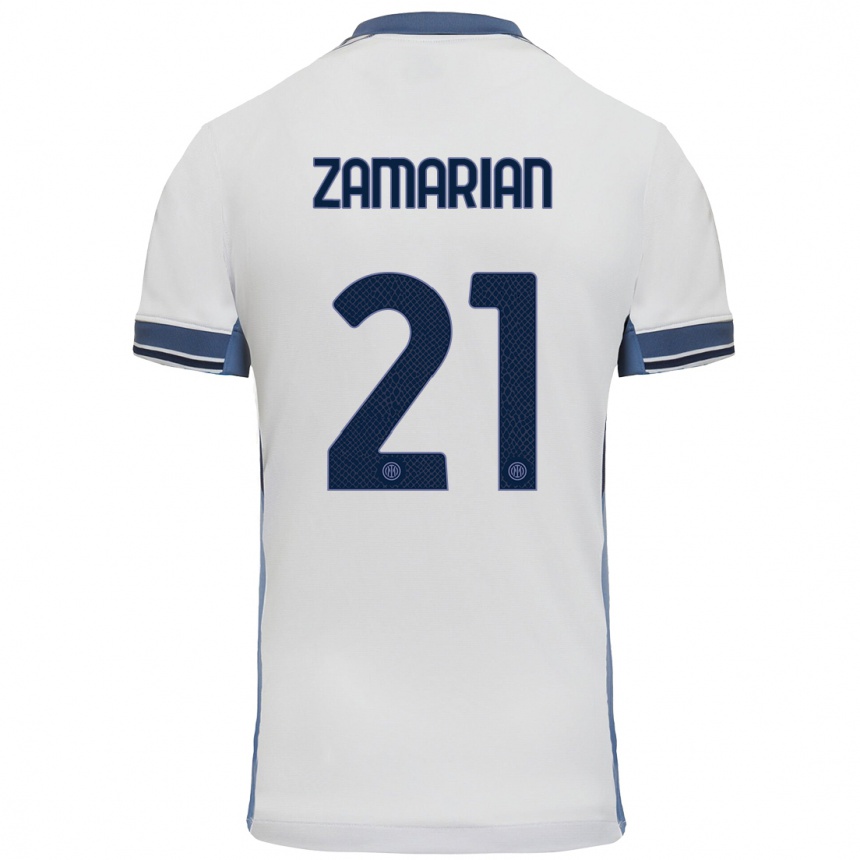 Niño Fútbol Camiseta Matteo Zamarian #21 Blanco Gris 2ª Equipación 2024/25 México