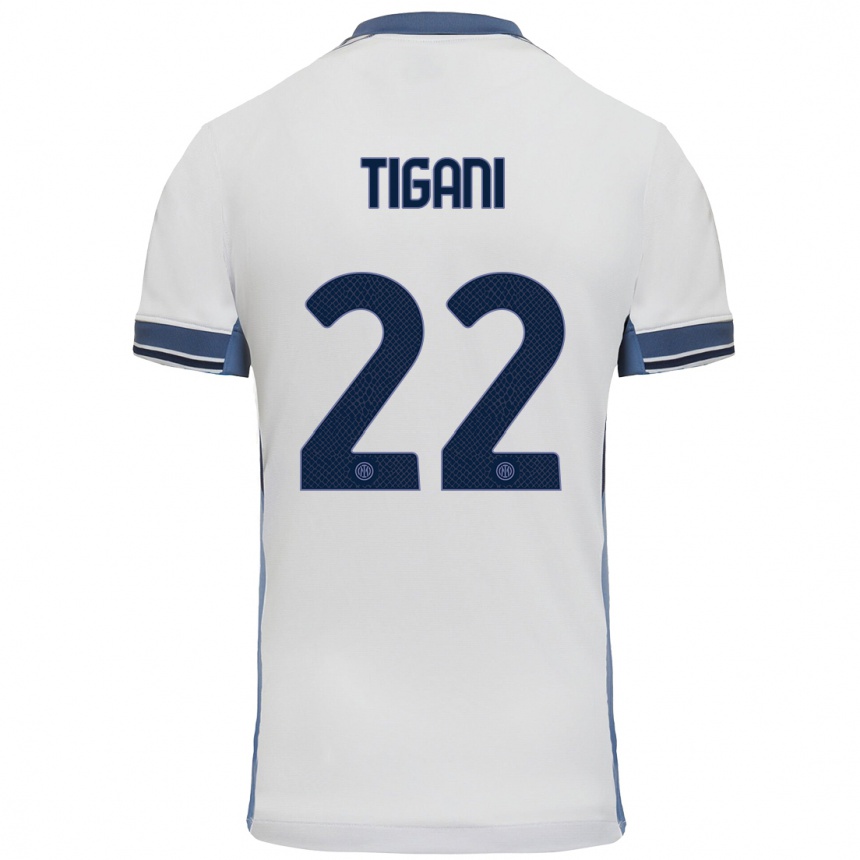 Niño Fútbol Camiseta Edoardo Tigani #22 Blanco Gris 2ª Equipación 2024/25 México