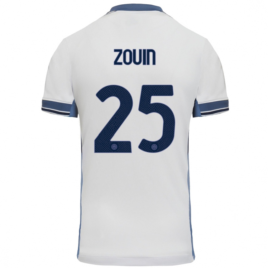 Niño Fútbol Camiseta Aymen Zouin #25 Blanco Gris 2ª Equipación 2024/25 México