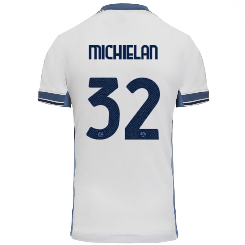 Niño Fútbol Camiseta Mattia Michielan #32 Blanco Gris 2ª Equipación 2024/25 México